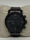 Fossil Nate Jr1401 Men's Black Leather Analog Dial Quartz Wrist Watch Vk798