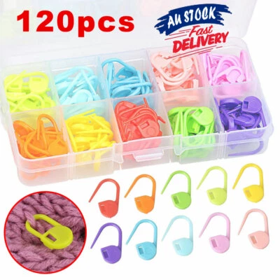 120pcs/Box 10 Colors Locking Stitch Knitting Markers Tool Accessories Crochet - image 1 of 4