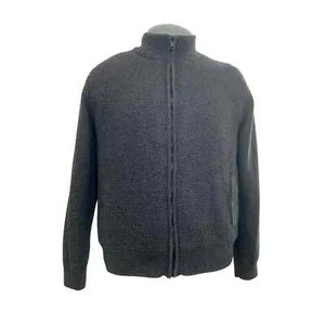 Emanuel Emanuel Ungaro sweater cardigan gray fleece lined zip front heavy XXL - Picture 1 of 11