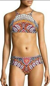 Nanette Lepore Super Fly Paisley Goddess 2 Piece Swimsuit Bikini Set XS NWT $176 - Picture 1 of 7