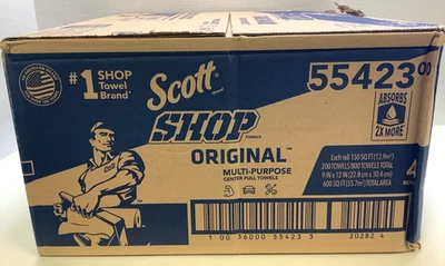 Scott Shop 原装中心拉店毛巾卷,9x12,200/卷,4 卷盒 — 第 1/4 张图片