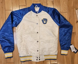CHAQUETA M NUEVA CON ETIQUETAS Starter MILWAUKEE BREWERS Team MLB Pass Rush satinada para mujer nueva - Imagen 1 de 19