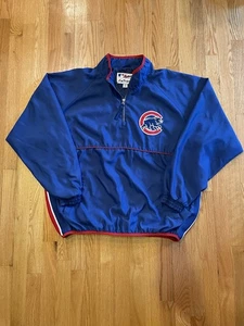 Majestic Chicago Cubs MLB Pullover 1/4 Zip Jacket Sz XL Blue  - Foto 1 di 9