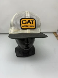 Vintage 1970s CAT DIESEL POWER Trucker Snapback Hat Mesh Patch Yellow Louisville - Picture 1 of 11