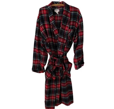 Bata de acrílico a cuadros roja vintage Regency para hombre L bata de Navidad bolsillos con cinturón  Foto 1 de 4