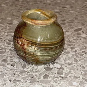 Handgeschnitzte Natur Onyx Vase Erdton Marmor MCM einige Kratzer Vintage - Bild 1 von 8