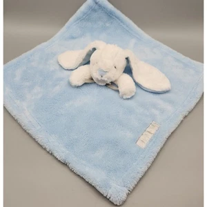 Blankets & Beyond Blue White Bunny Lovey Security Blanket Rabbit Plush Baby Toy - Picture 1 of 11