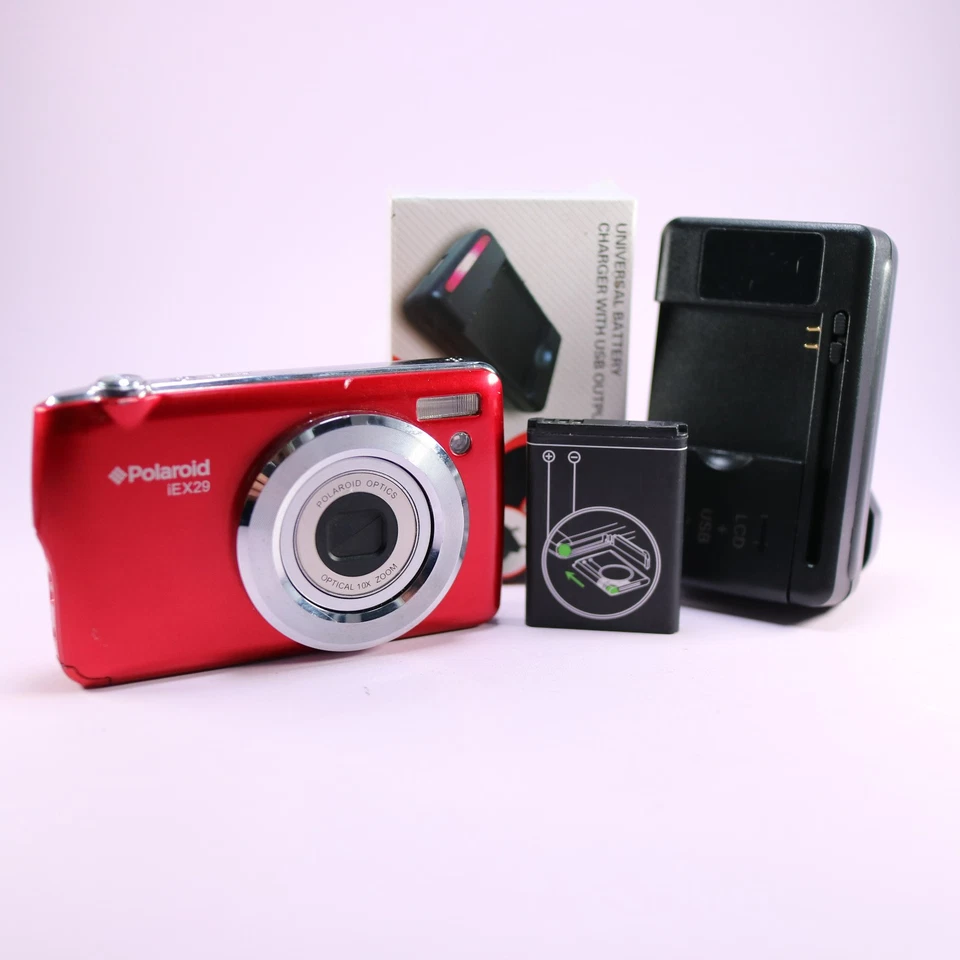 Cámara digital Polaroid iEX29 18,0 MP roja probada con batería y cargador Foto 1 de 4