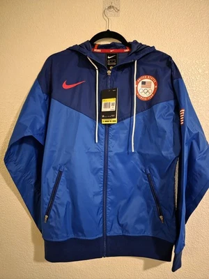 MENS NIKE TEAM USA OLYMPICS WINDBREAKER WIND RUNNER BLUE JACKET CK5813-455 Small - Image 1 of 4