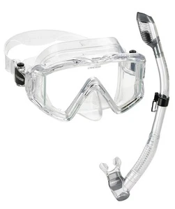 Cressi Panoramic Wide View Mask & Dry Snorkel Kit for Snorkeling, Clear/Clear - Picture 1 of 8