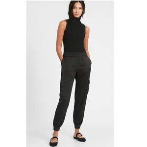 Banana Republic Pant Satin Cargo Jogger Womens Small Black - Picture 1 of 11
