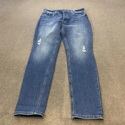 KUT from the Kloth Jeans Womens 8 Blue Slouchy Boyfriend Button Fly Distressed - Image 1 of 4