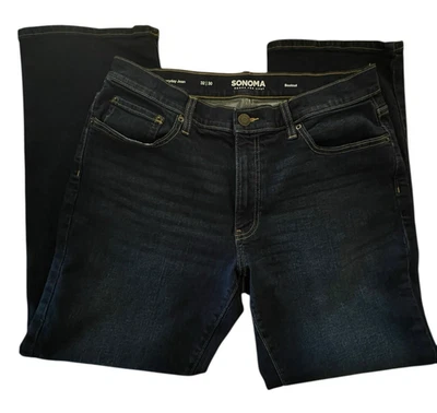 Sonoma Bootcut Everyday Jeans Mens 32x30 Blue Dark Wash Cotton Stretch - Image 1 of 4