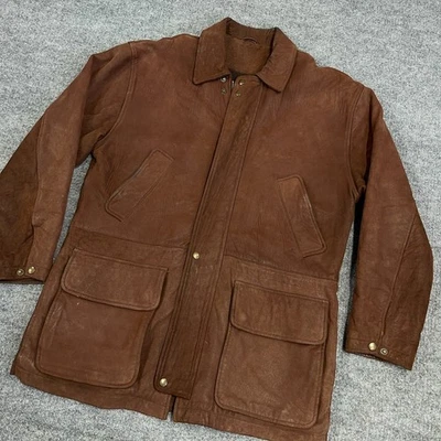 Vintage Coach Jacket Men Small Brown Nubuck Leather Made in USA Wool Lined - Image 1 of 4