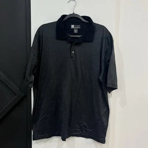 Polo golf Jos A Bank nera/grigio a righe Leadbetter cotone taglia large - Foto 1 di 4
