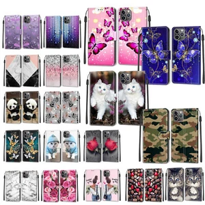 Magnetic Leather Wallet Pattern Case Stand Cover for iPhone 14 Pro Max 13 12 11 - Picture 1 of 101