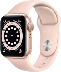 New Apple Watch Series 6 40mm Gold Aluminum Case with Pink Sand Sport Band - Picture 1 of 4