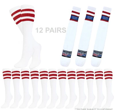 12 PARES CALCETINES TUBO RAYAS MULTICOLORES CALCETINES LARGOS OLD SCHOOL TALLA 10-15 Foto 1 de 4