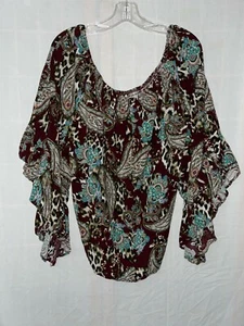 Fashion Shirt Tunic Top Size XL Flutter Sleeves - Picture 1 of 2
