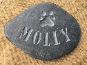 Hand carved, Personalised Pet Memorial stone, for dog, cat grave marker urn - Picture 1 of 10