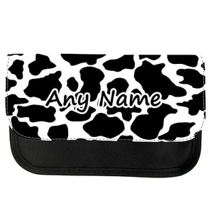 PERSONALISED ANIMAL COW PRINT SCHOOL PENCIL CASE / MAKE UP BAG BIRTHDAY XMAS - Picture 1 of 4
