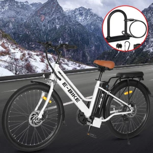 White E-Bike 26" Electric Bike for Adult 750W Motor City Bicycle -Commuter Ebike - Picture 1 of 12