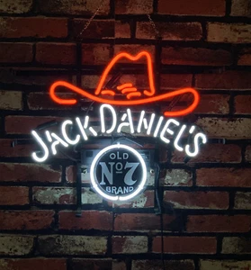 US LAGER 17"x14" Jack Lives Here Cowboyhut Nr.7 Whiskey Neonlicht Schild Bar - Bild 1 von 2