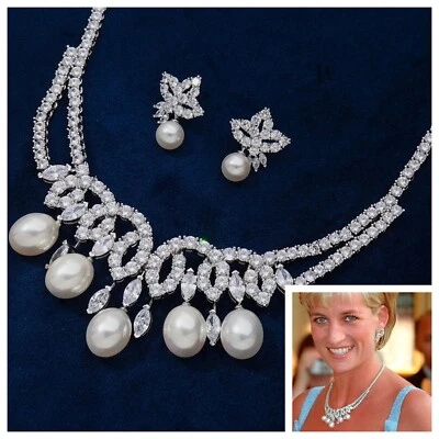 Prinzessin Diana ’S Schwan See Suite Kopie, Mit 5A Cz Und Muschel Perlen - Bild 1 von 4