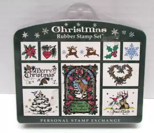 Christmas Rubber Stamp Set by Personal stamp exchange SK107 - 10 piece set - Picture 1 of 2