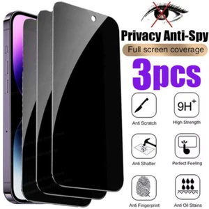 For iPhone 14 13 12 11 Pro Max XR X 8 7 6 Plus SE Privacy Glass Screen Protector - Picture 1 of 12