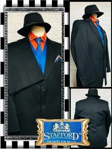 $398 Stafford MINT  Charcoal Gray WOOL  2 Piece Suit 36x28 Pleated Pants 699037  - Picture 1 of 10