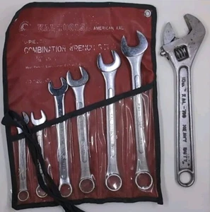 KAL Tools 6 Piece Wrench Set Open End Military Surplus + 10in Wrench Vintage - Bild 1 von 2