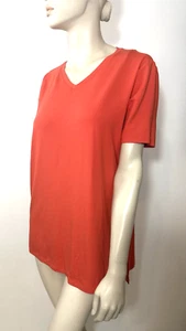$148 Eileen Fisher Petite PS Red Lory maglia viscosa scollo a V tunica top NUOVO - Foto 1 di 7