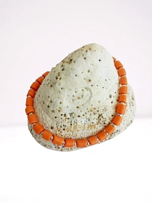 PULSEIRA DE CONTAS CORAL ROSA ORIGINAL EM BOLSA DE PRESENTE FEITA NA Itália - Imagem 1 de 4