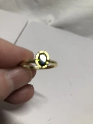 Designer Gold Plate Oval Peridot Station Stackable Band Ring-Size 7 - Image 1 of 2