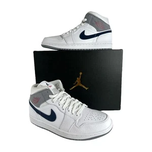 Jordan 1 Mid Paris 2022 DR8038 100 White/ Midnight Navy Mens Size 8 Brand New! - Picture 1 of 6