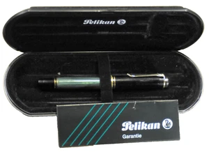 Pluma Estilográfica "Pelikan" M 400 Souverän Rayas Verdes y GT 14K Nueva en Caja Alemana c.1998 - Imagen 1 de 19