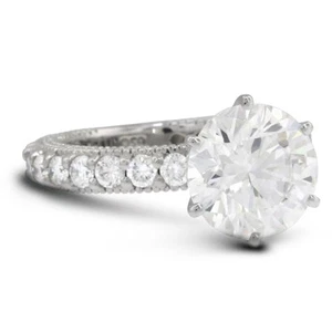 2.24ct tw I SI1 Round Cut Earth Mined Certified Diamonds 14K Gold Accent Ring - Picture 1 of 16