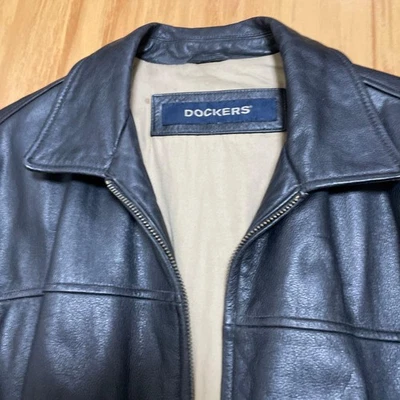 DOCKERS black leather jacket cowhide - Image 1 of 3