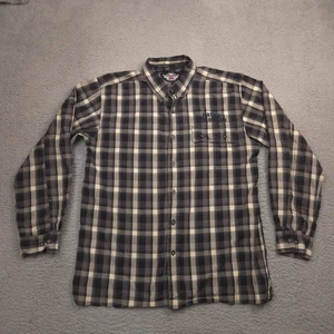 Harley Davidson Mens Plaid Flannel Button Shirt L Black Gray Tan Cotton 96676 - Picture 1 of 15