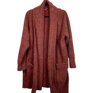 Barefoot Dreams Womens 1X Long Sleeve CozyChic® Cardigan Red Sweater Burgundy - Picture 1 of 5