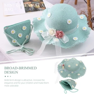1 Set Summer Baby Breathable Hat Straw Hat Straw Handbag Adorable Shoulder Bag - Picture 1 of 12