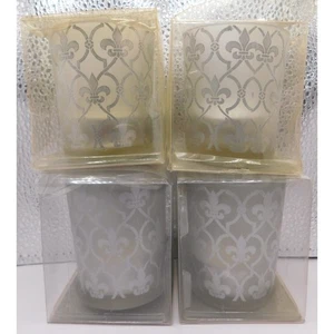 Kate Aspen Silver Votive Candle Holder and Candle 2011 New Set of 4 - Picture 1 of 7