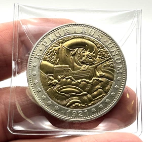 Seeschlange nordisches Wikingerschiff - 2 Ton Totenkopf Fantasy Taschenstück Münze - Bild 1 von 6