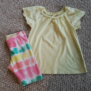 Cat and Jack Yellow Eyelet Top & Bike Shorts 4/5 - Picture 1 of 5