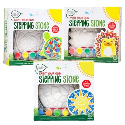 Creative Roots 3-Pack Stepping Stones: Turtle, Hedgehog, Sun DIY Paint Kit for K - Image 1 of 4