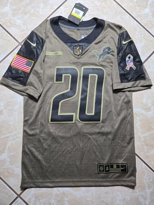 Новая с ценниками мужская игровая футболка Nike Barry Sanders Detroit Lions Salute to Service NFL S - Изображение 1 из 4