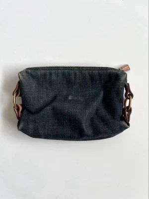 Miu Miu Denim Makeup Pouch Vintage Logo Designer Cosmetic Bag - Image 1 of 4