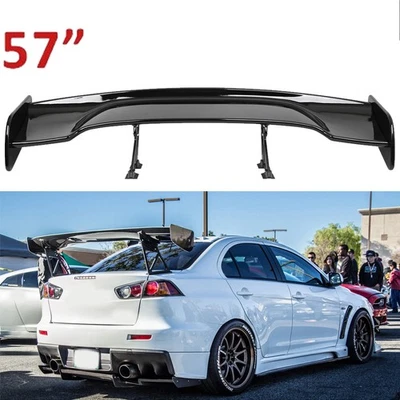 For Mitsubishi Lancer Glossy Black 57" Rear Spoiler Wing Truck GT-Style Screw-On - Image 1 of 4
