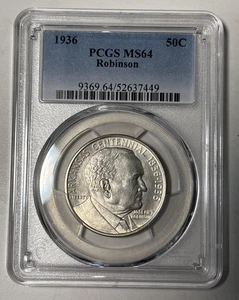 1936 Robinson Arkansas Commemorative Silver Half Dollar - PCGS MS64 - Picture 1 of 4